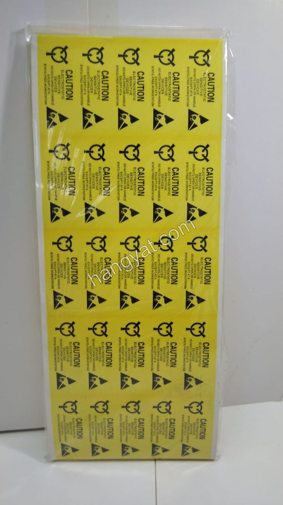 黃底黑色Caution 貼紙 5cm x 7cm - 25個/張_1
