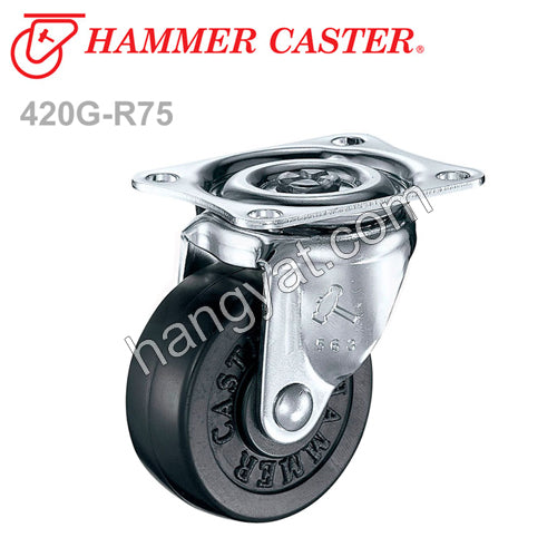 日本 Hammer 420G-R75 平底無制活動轆 (膠轆, 75mm)_1