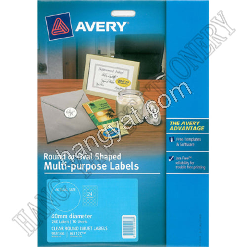 Avery J959166*C 40mm 圓形霧面透明噴墨標籤 10張裝_1