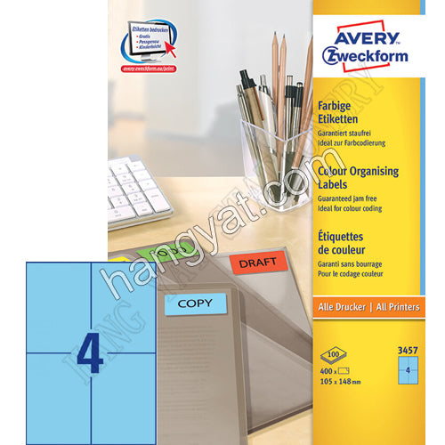 Avery Zweckform 彩色標籤 3457 (藍色, 105x148mm)_1