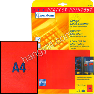 詩藝寶 Zweckform L6110 紅色膠質標籤 - 210 x 297mm, 20 張_1