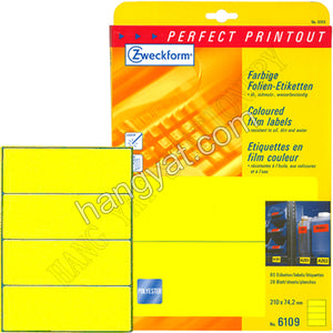 詩藝寶 Zweckform L6109 黃色膠質標籤 - 210 x 74.2mm, 20 張_1