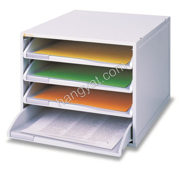 SYSMAX Open File Cabinet 文件櫃 四層 (13105) 灰色/淺綠/黃色_1