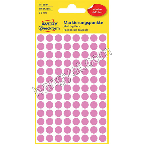 Avery Zweckform 詩藝寶 3594 圓形貼紙 - Ø 8 mm, 粉紅, 416個_1