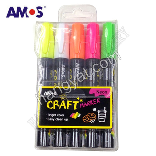 韓國 AMOS MC5POV-N 可擦螢光水性記號筆 - 5色套裝_1