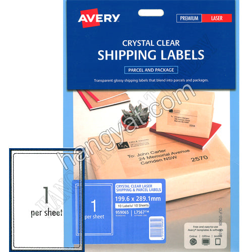 Avery  全透明鐳射標籤(光面) 959065 - A4, 10張裝_1