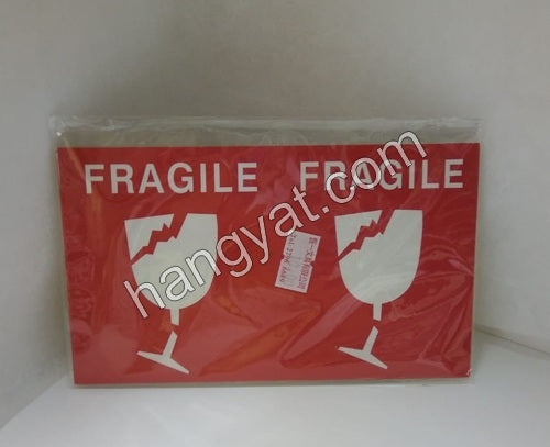警示貼紙 - 小心輕放- 紅底白杯 FRAGILE ( 75 x 85mm, 20個)_1